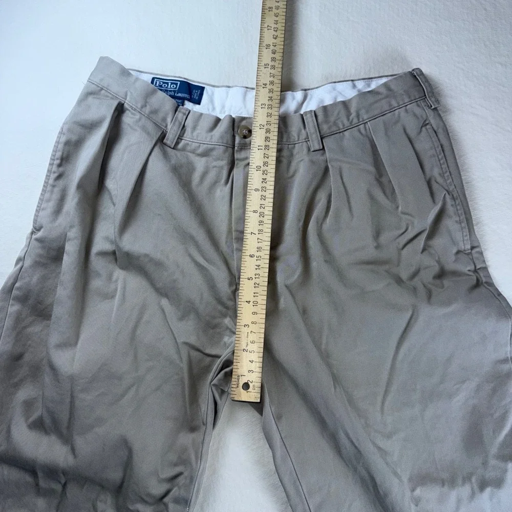 Polo Ralph Lauren Ethan Pant Mens 34x30 Khaki Tan Pleated Chino Trousers Cotton